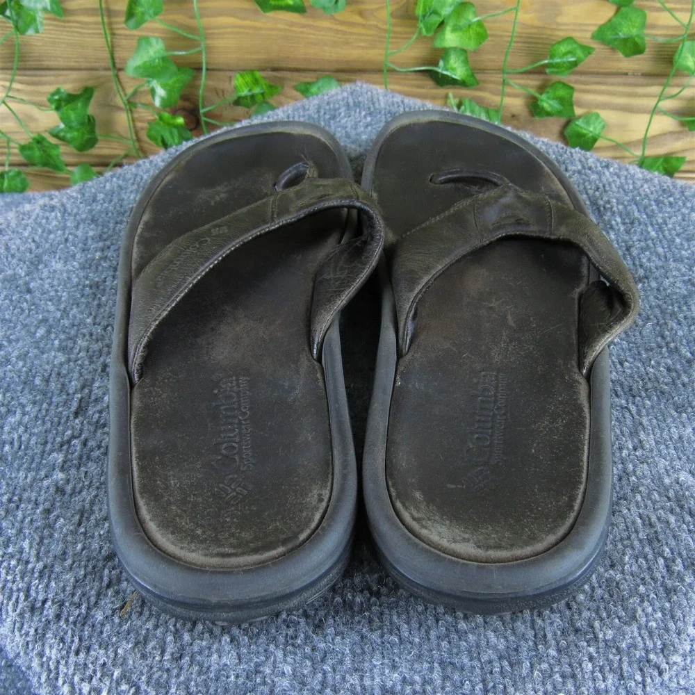 Columbia Men's  Flip Flop Brown Leather Size 10‎ Medium  Used 2025